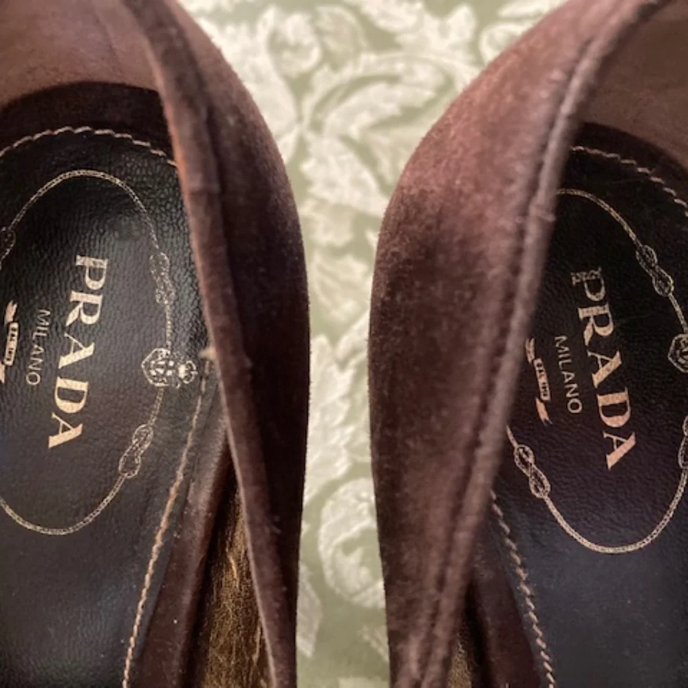 Prada Suede Peep Toe Pumps - Picture 4 of 6